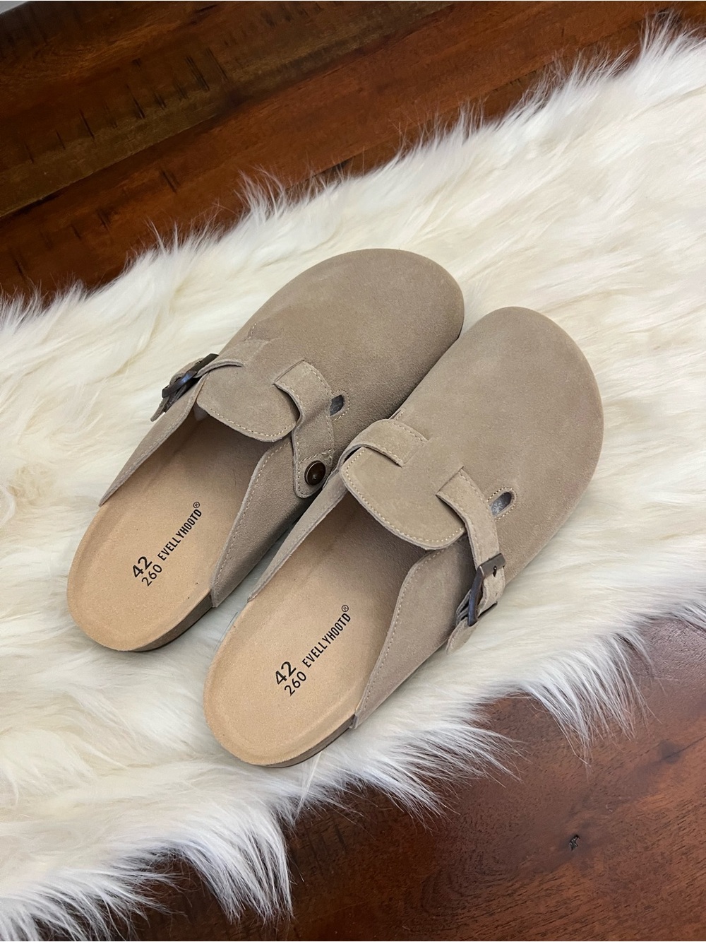 Evellyhoo Sand Suede Clogs Women’s 10-10.5 EU 42 NIB